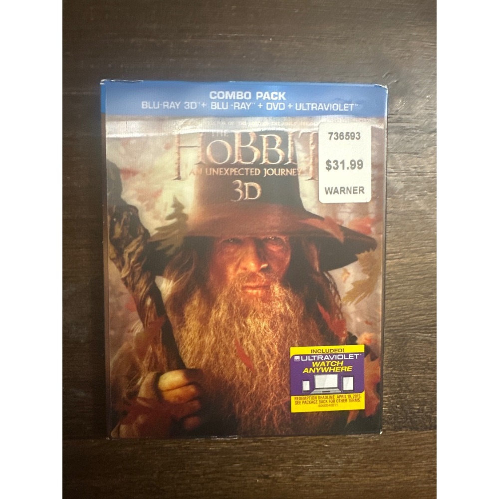 The Hobbit An Unexpected Journey 3D Blu-ray DVD Combo Pack Lenticular Slipcover